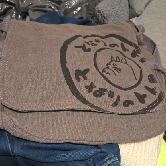 Falls Creek Other - Falls Creek Taupe Canvas Messenger Bag with Black Graphic